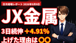 JX金属＋4.91％｜同じ中東ニュースで、非鉄金属が−3.29％から＋6.88％に反転した日